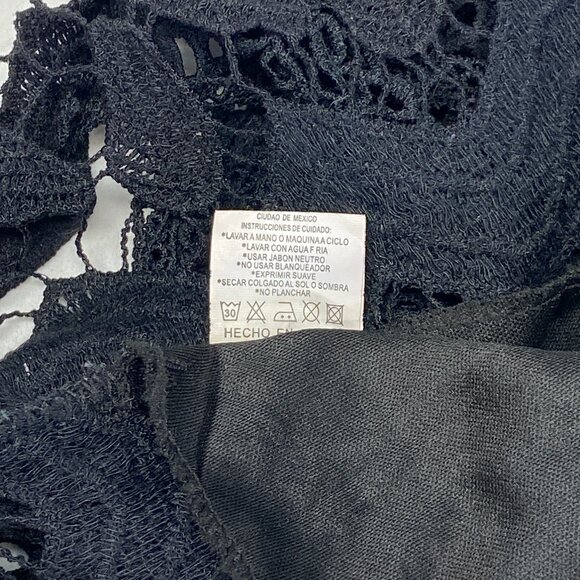 Yaostar Black Crochet Lace Sleeveless Ruffle Tank Top Tunic Lined Boho Chic M - Picture 14 of 15